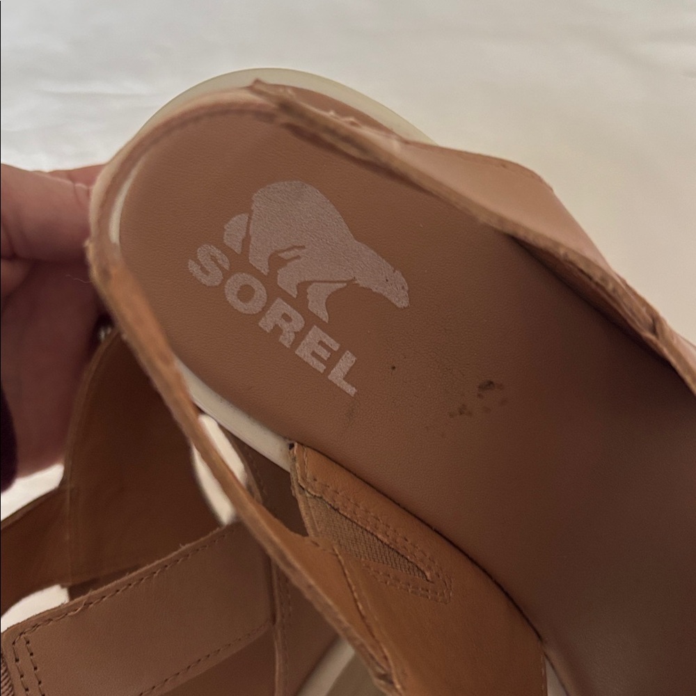 Sorel Nude/Tan Platform Slingback Sandals - Picture 5 of 8